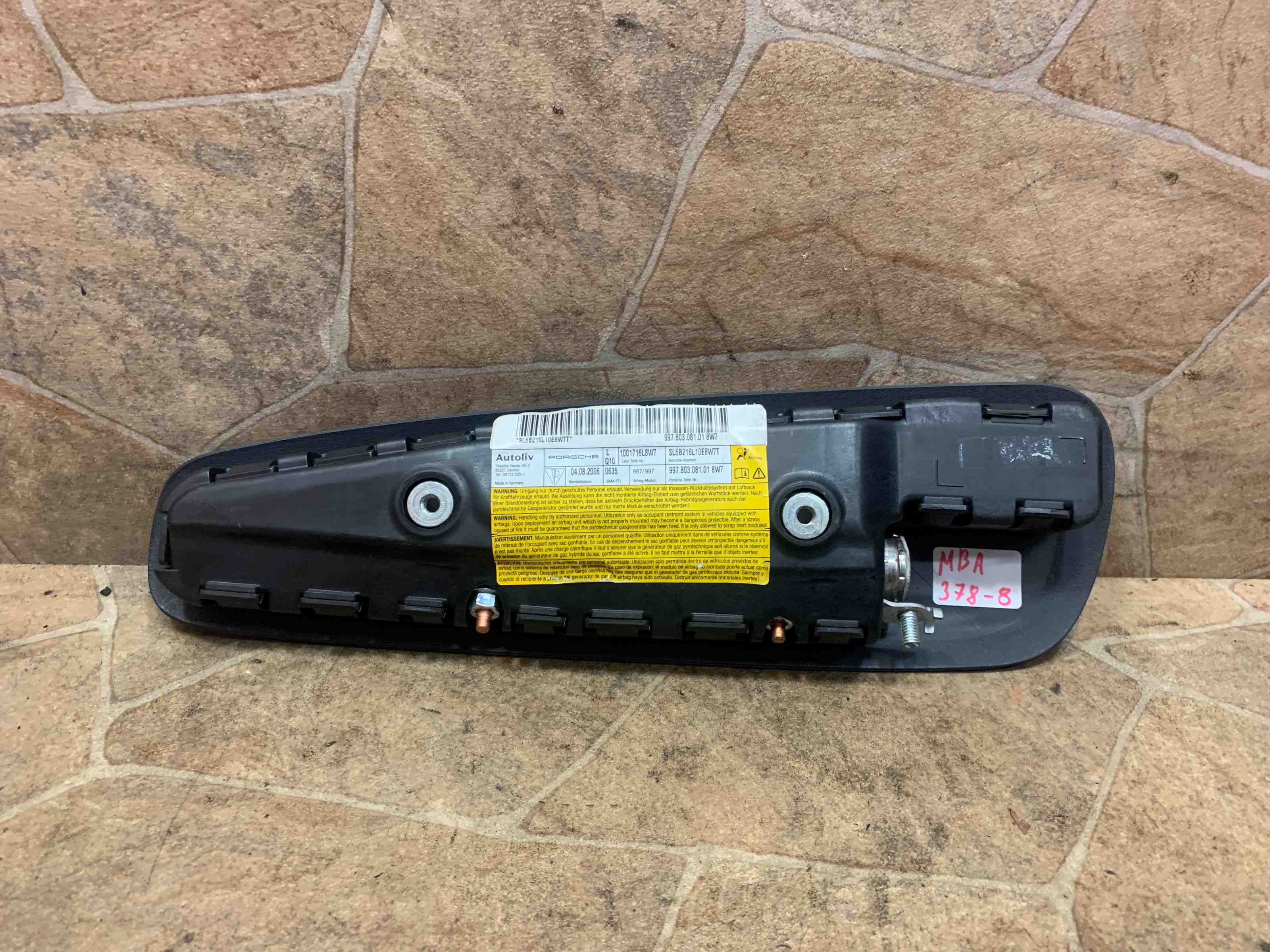 PORSCHE Boxster 987 (2004-2012) Vasen etuistuimen turvatyyny SRS 99780308101 32458268