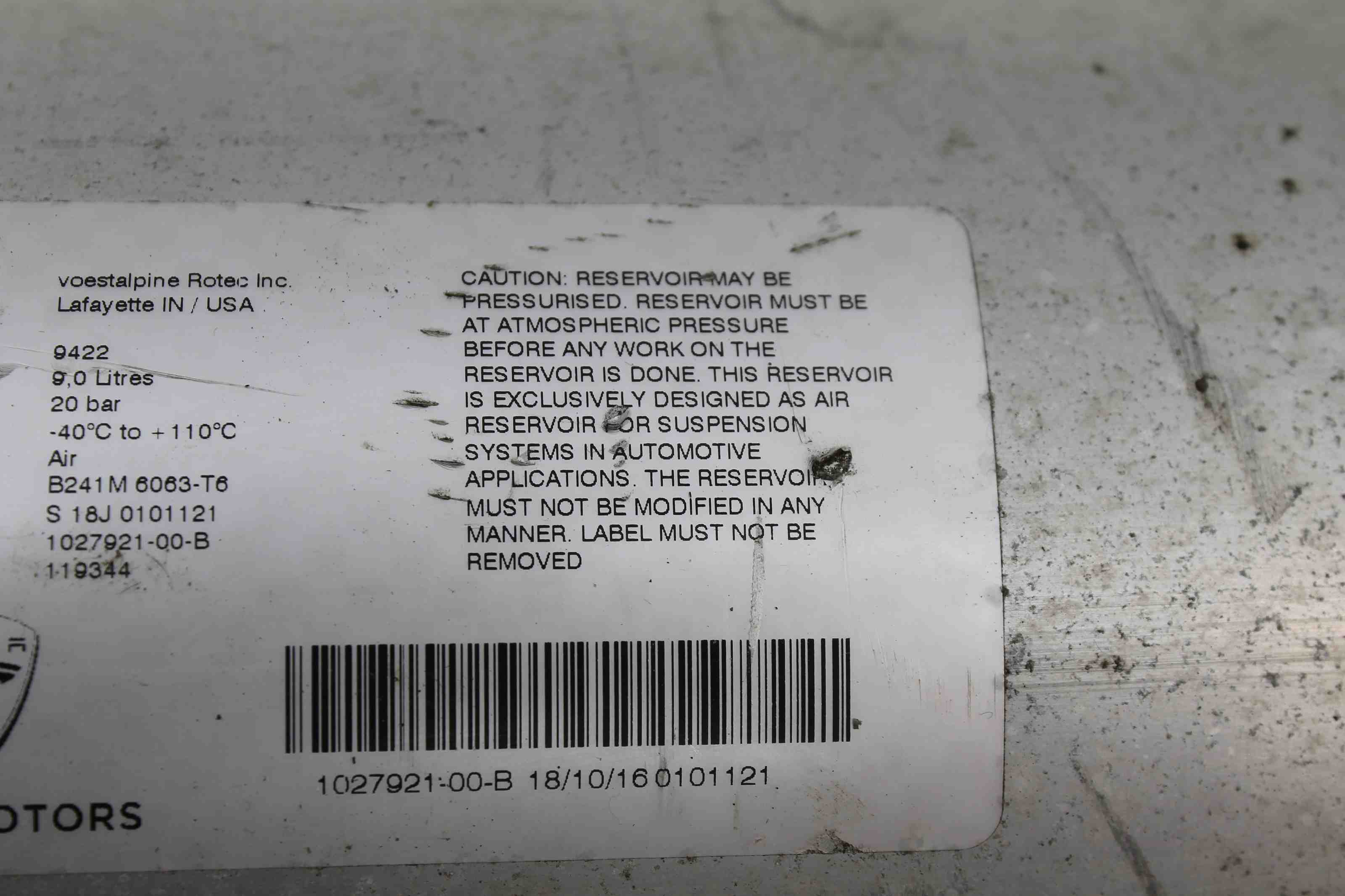 TESLA Model X 1 generation (2015-2024) Air reservoir 1027921-00-B 32400219